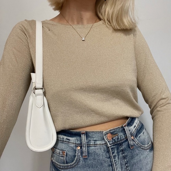 💫 Metallic Gold knit Crewneck Sweater - Picture 1 of 6